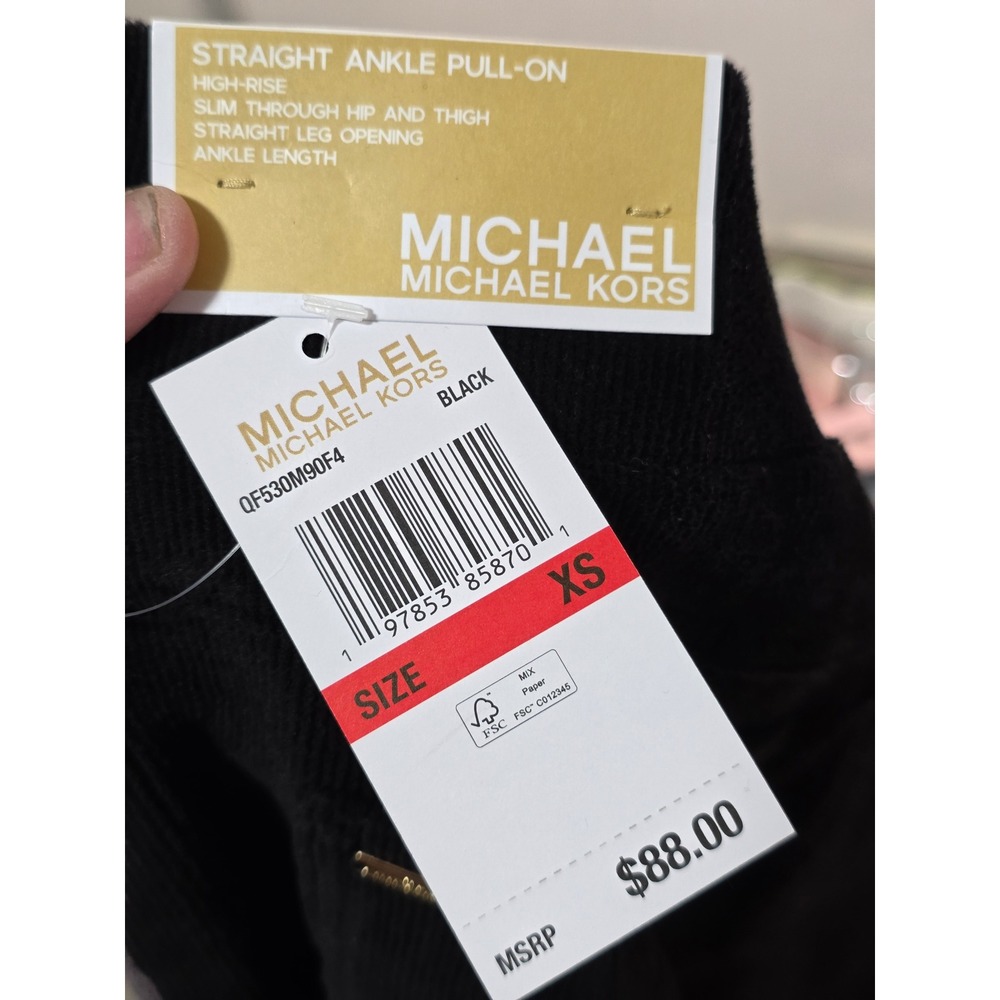 Michael Kors Black Corduroy Straight Ankle Pull-On stretch Pants womens XS